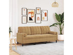 3-seater sofa with decorative cushions, brown, 180 cm, velvet, MGMM22306