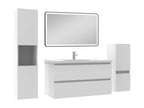 100cm Bathroom Vanity Unit with Illuminated Wall Mirror Column, 3 Colors, White FEJY64636