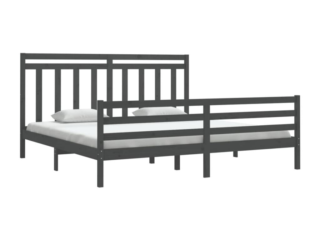 Bed frame without mattress gray 200x200 cm solid wood TRJJ04720