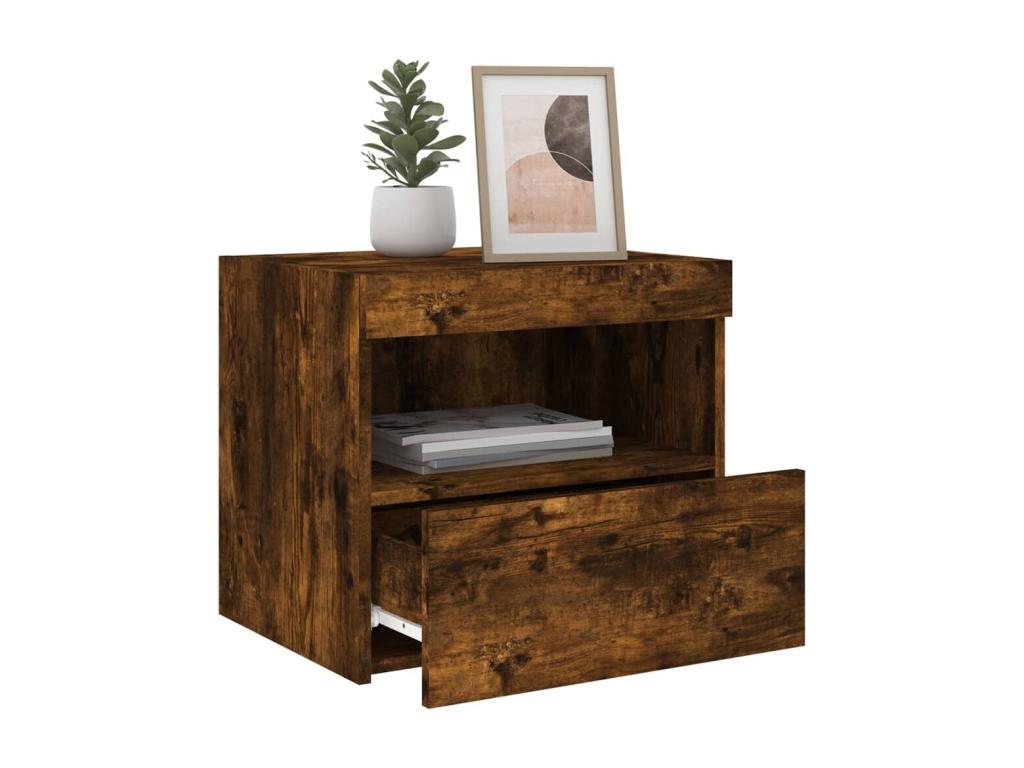 Bedside table with Lumenao LED, smoked oak, 50x40x45 cm, GGHR90043
