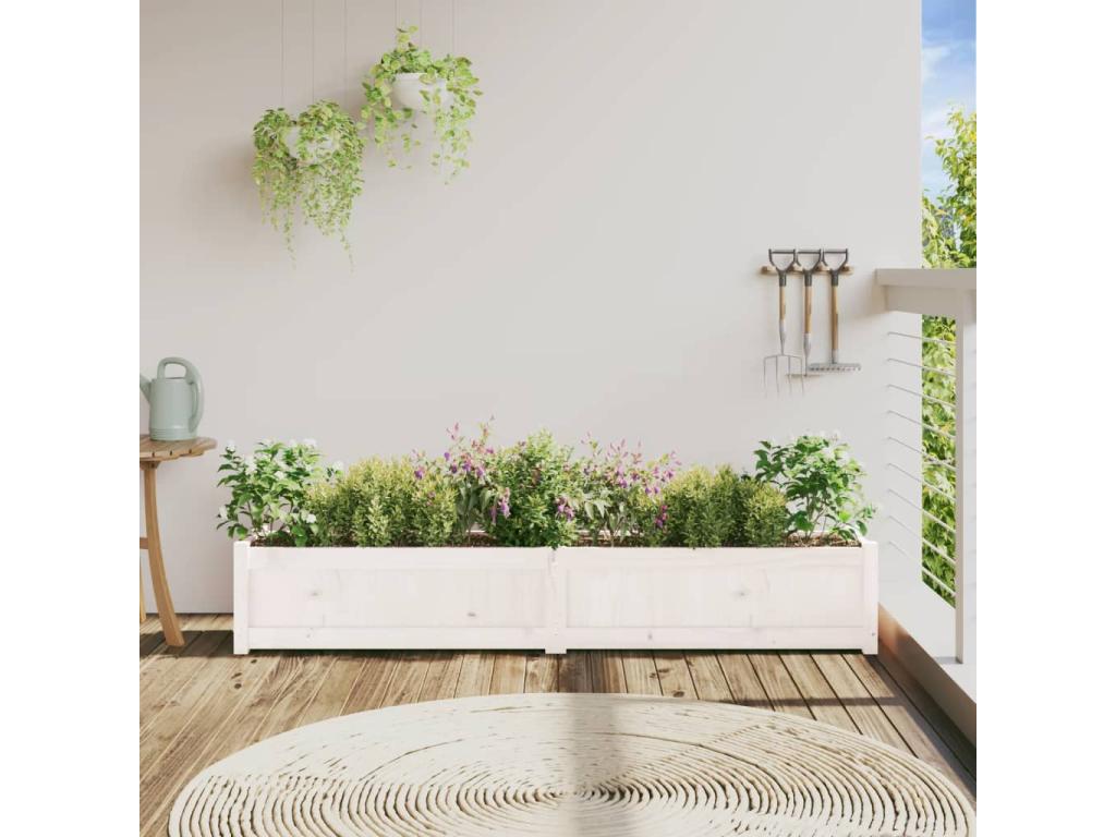White planter 180x31x31 solid pine wood ELRL24961