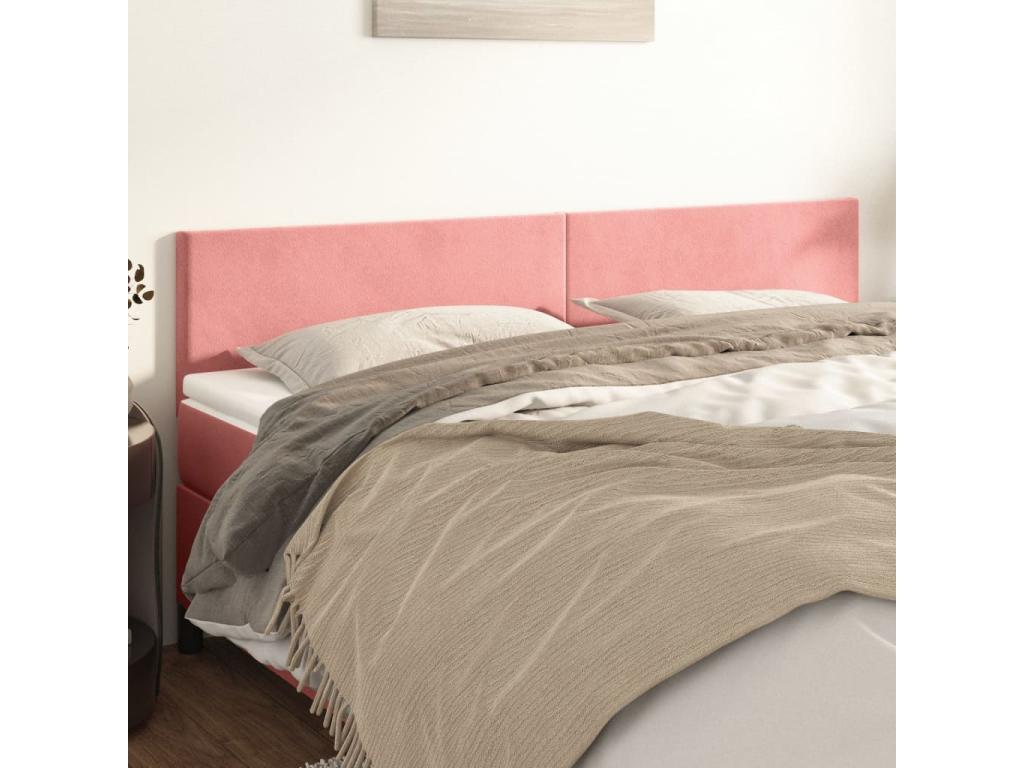 2-piece headboard set, pink, 100x5x78/88 cm, velvet, MHPL88200