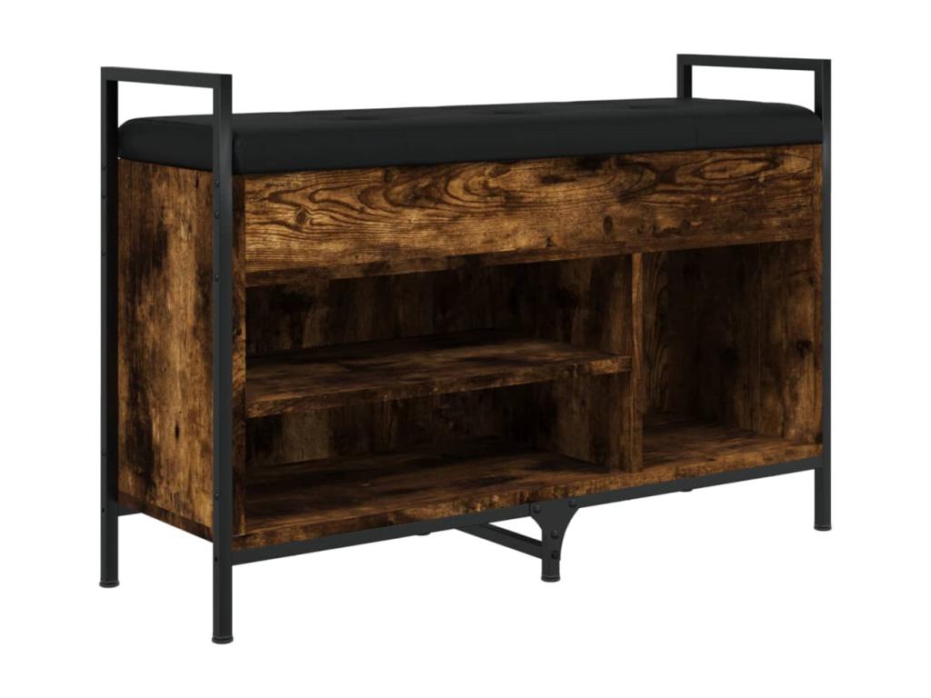 Smoked oak shoe bench, 85.5x32x57.5 cm, engineered wood, JCIW27632