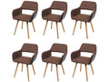 Lumenao-A50 II Dining Chair, Set of 6, Light Brown Faux Leather/Fabric, Light Legs, NEZB65495
