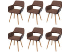 Lumenao-A50 II Dining Chair, Set of 6, Light Brown Faux Leather/Fabric, Light Legs, NEZB65495