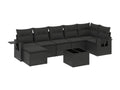 8-piece garden furniture set with cushions, black woven resin JIWA99830