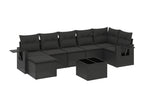 8-piece garden furniture set with cushions, black woven resin JIWA99830