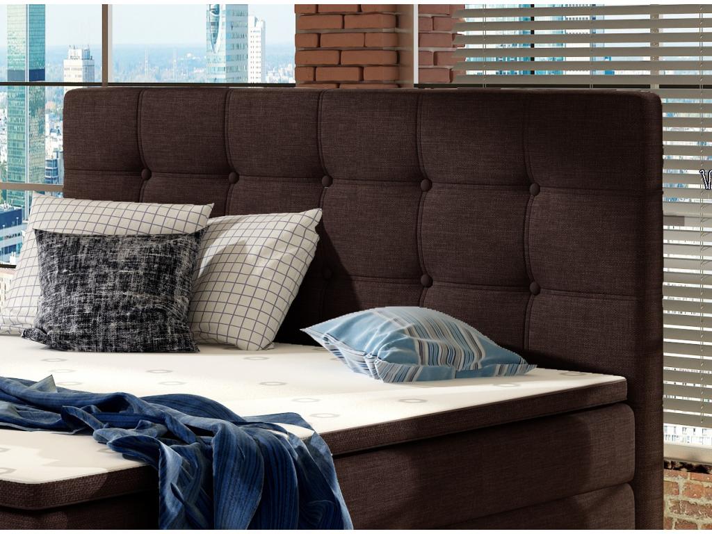 Lumenao brown fabric box spring bed with mattress and topper - 160x200 GRPT98565