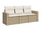 3-piece beige resin wicker garden furniture set with cushions OLEB11654