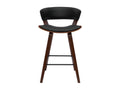 Lumenao VQPM85675 Black and Dark Wood Designer Bar Stools, 65cm High, Set of 2