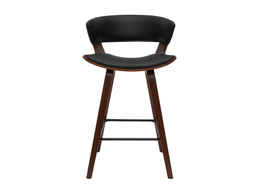 Lumenao VQPM85675 Black and Dark Wood Designer Bar Stools, 65cm High, Set of 2