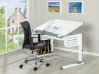 Lumenao Desk with adjustable tabletop height and 1 drawer, white and grey. ZFAG82547