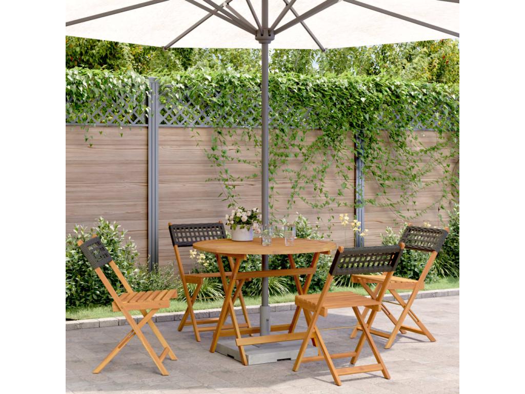 5-piece garden dining set in woven resin and solid wood JZUX94186