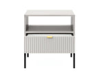 Lumenao PEZW38957 bedside table, 54x56x39cm, with grey drawer and grooved front
