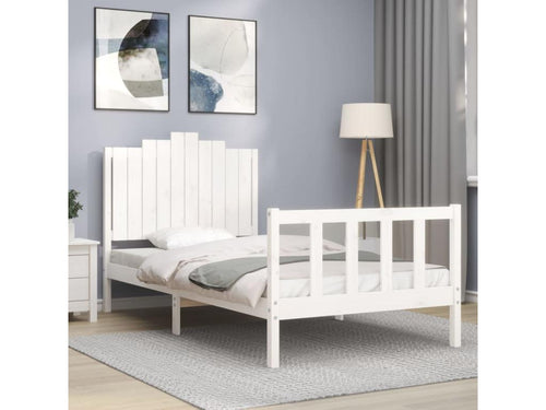 White bed frame and headboard 100x200 cm solid wood RUSB73388