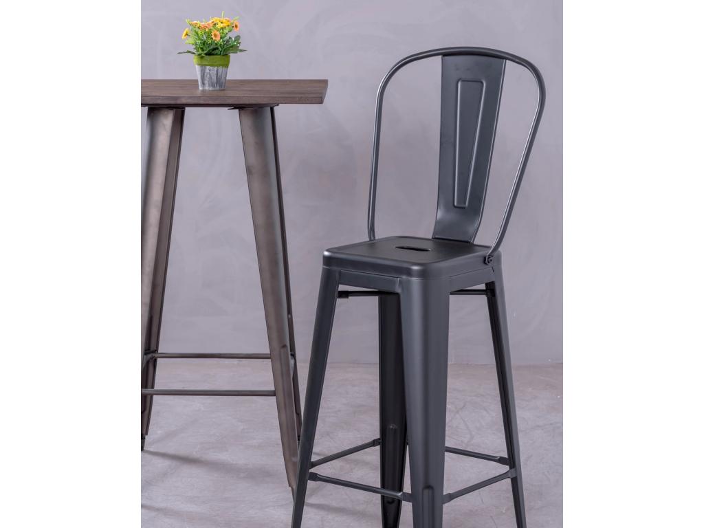 Set of 4 metal stools with high backrest - Ventoriq - Black HCMX98418