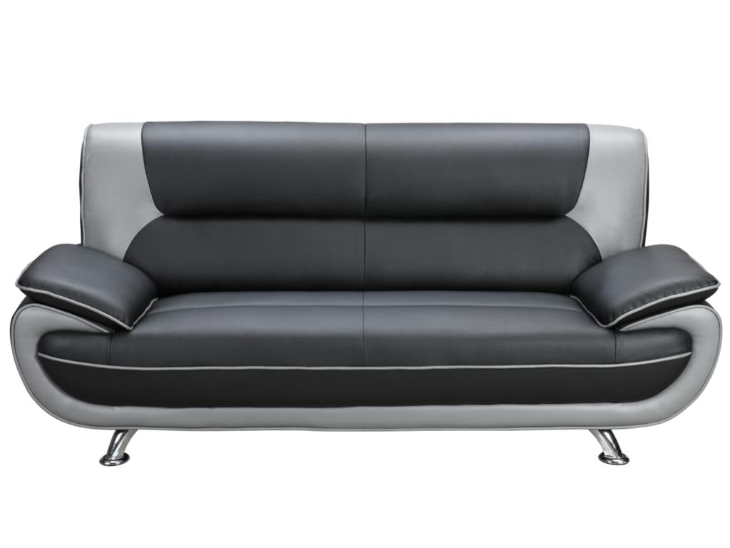 Lumenao 3-seater faux leather sofa - Two-tone black and grey NHHO92974