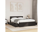 Black bed frame and headboard without mattress, 135x190 cm, IDGV03314