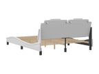 Bed frame with white LED lights, 160x200 cm, faux leather, DAQL46868