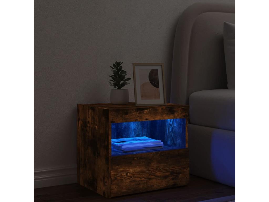 Bedside table with Lumenao LED, smoked oak, 50x40x45 cm, GGHR90043