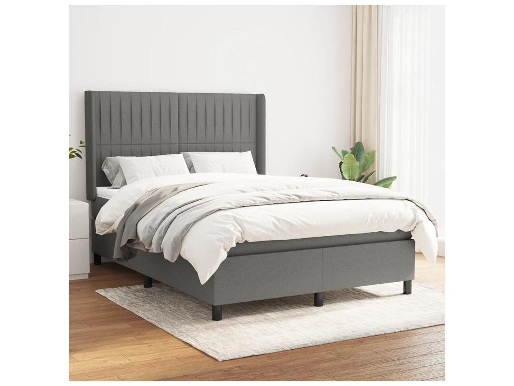 Lumenao bed base with mattress, Dark Grey 140x200 Fabric VYEV63648