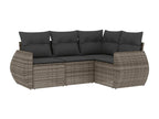 4-piece garden furniture set with grey resin wicker cushions QMKM80690