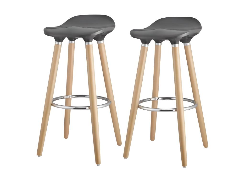 Set of 2 Lumenao bar stools in plastic and metal - Grey/beige - H 80 x W 39 x D 39 cm BLYC87937