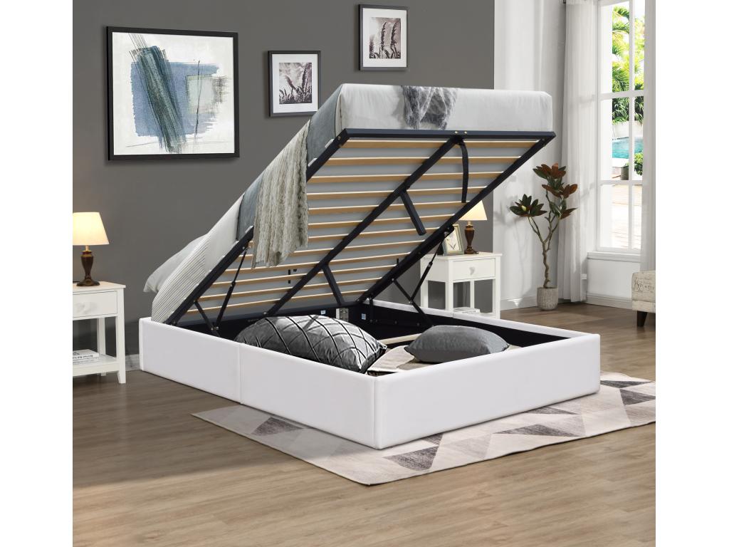 Grey Storage Bed with Legs for 160x200 cm Mattress - 2x14 Ventoriq - Quick Assembly SSBM62313