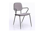 Lumenao chair with light grey velvet armrests and black metal legs - Set of 4 NSMA02101