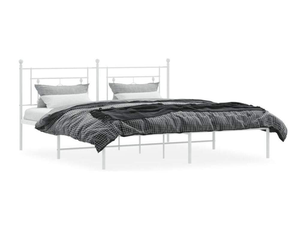 Metal bed frame without mattress and white headboard 180x200 cm QRGI30587