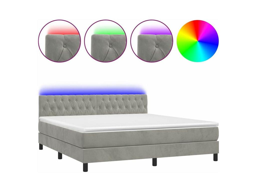 Lumenao bed base with LED mattress, light grey, 160x200 cm, JLSB56810