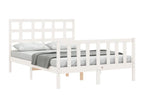 Bed frame with white headboard 140x200 solid wood SPDZ77384