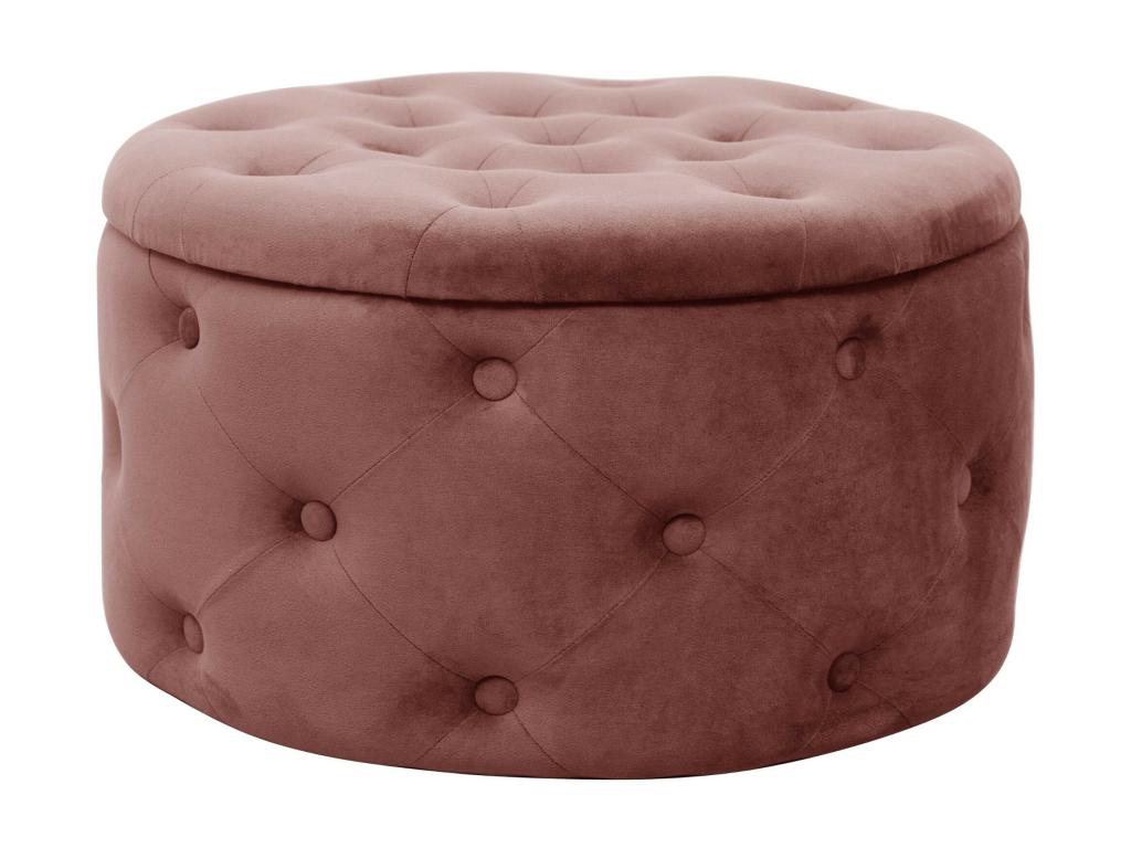 Lumenao storage pouf with quilted lid, velvet, pink, 30 cm high, HQNP89056