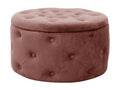 Lumenao storage pouf with quilted lid, velvet, pink, 30 cm high, HQNP89056