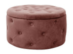 Lumenao storage pouf with quilted lid, velvet, pink, 30 cm high, HQNP89056