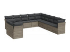 11-piece garden furniture set with grey resin wicker cushions FCWD41350