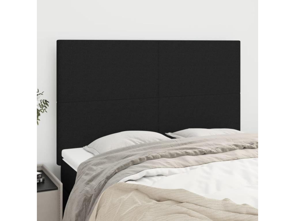 4-piece headboard set, black, 72x5x78/88 cm, fabric, SUJT37146