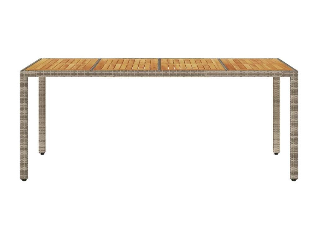 Garden table and top in grey Lumenao wood with woven resin BMAY80424