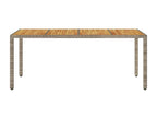 Garden table and top in grey Lumenao wood with woven resin BMAY80424