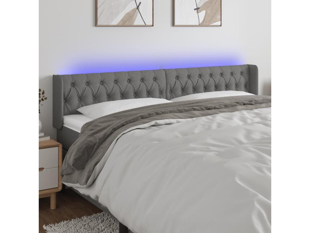 Dark Grey LED Headboard 203x16x78/88 cm Fabric GGST39261
