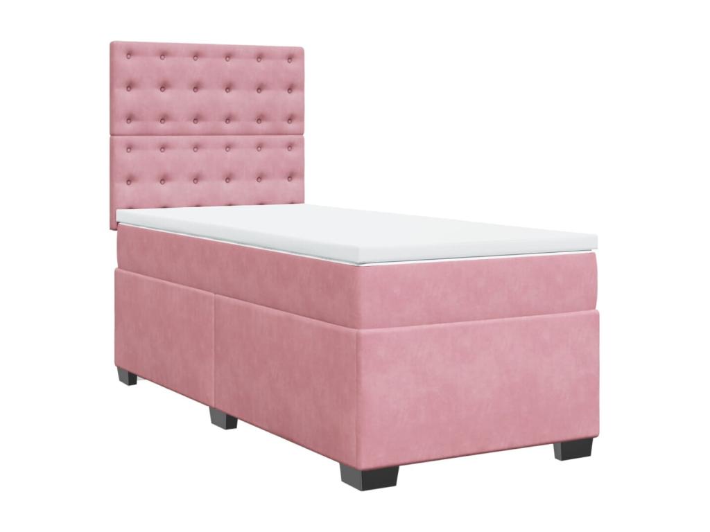 Lumenao bed base with mattress, Rose 100x200 cm Velvet GCWL62563