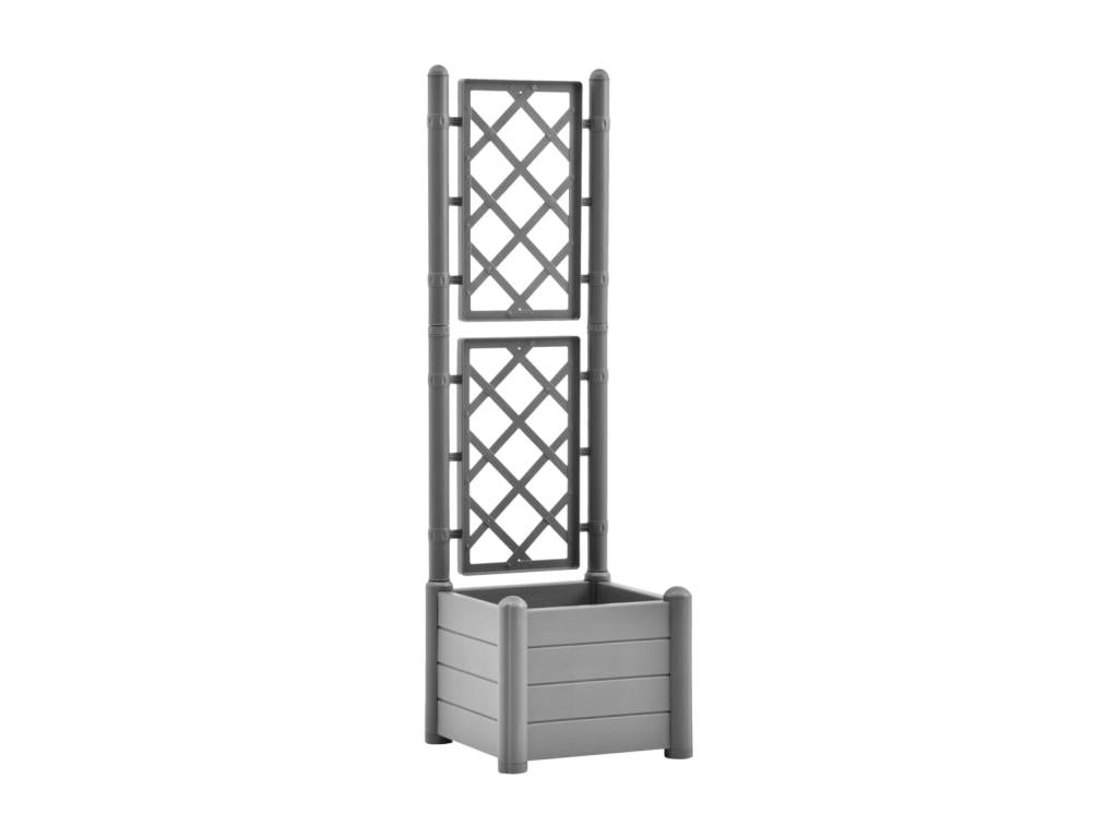 Planter with trellis 43x43x142 cm PP Stone Grey HNLO06477