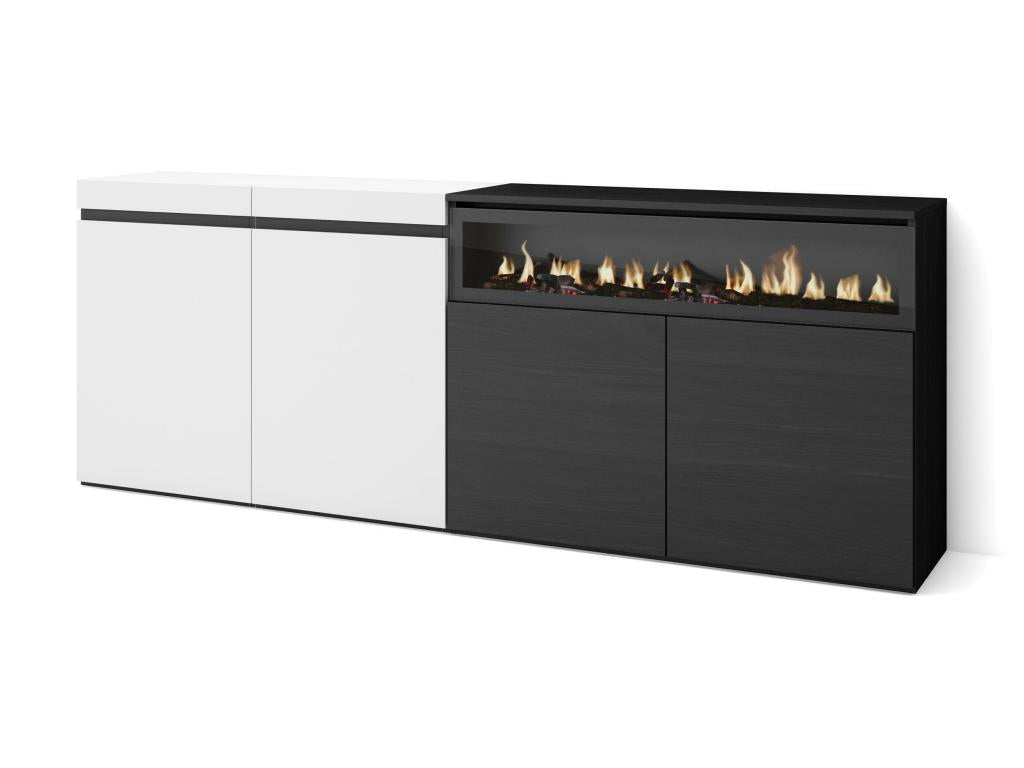 Sideboard for living room and kitchen 200x75x35cm 4 Doors Electric Fireplace PHMT07720