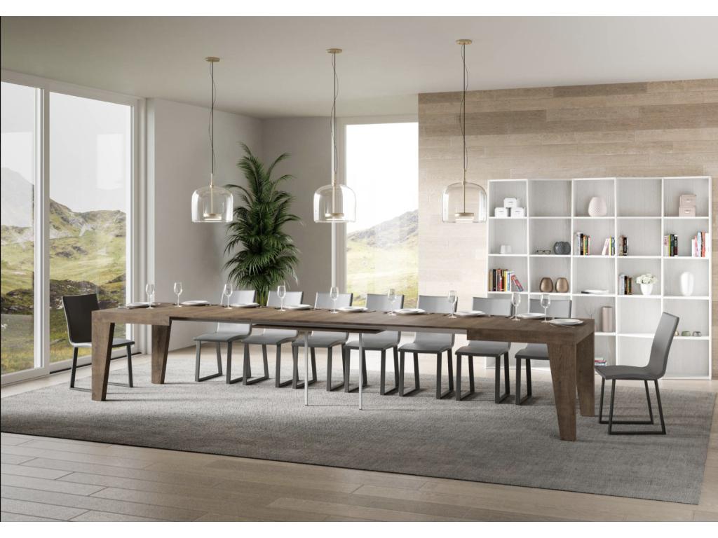 Lumenao Extendable Wooden Dining Table - White - Lumenao Base and Support - 5 Slim Extension Leaves - Extendable Width 180 to 440cm ELLY98219