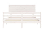 Lumenao solid wood bed frame with white headboard WBCP35889