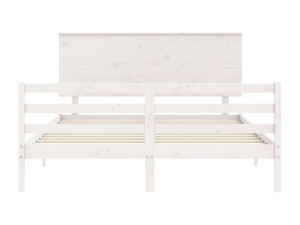 Lumenao solid wood bed frame with white headboard WBCP35889