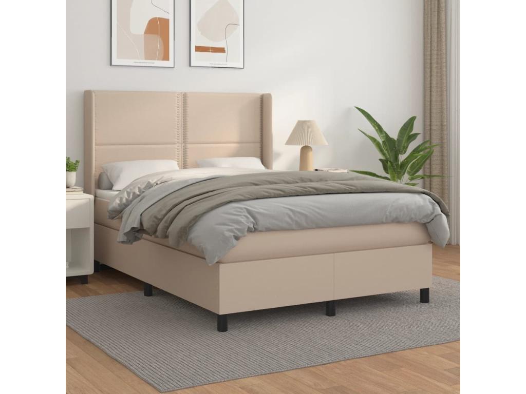 Upholstered bed base with Cappuccino mattress 140x190 cm TLVK37234