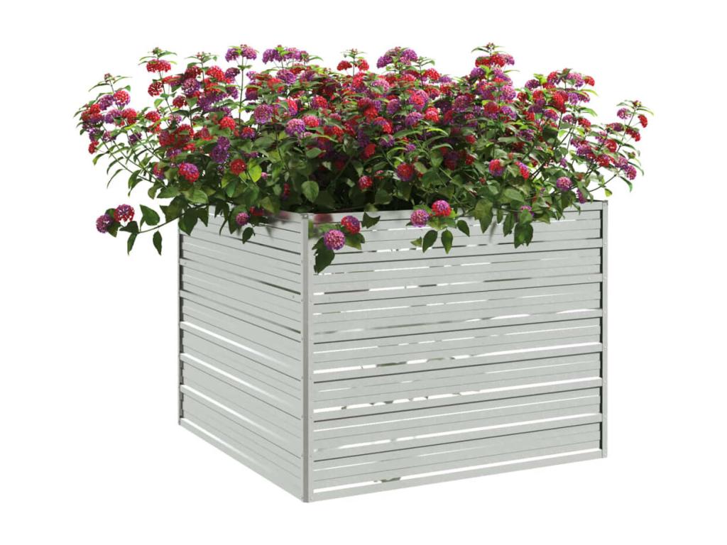 Raised garden bed 100x100x77 cm Galvanized steel Silver ZSBB83789