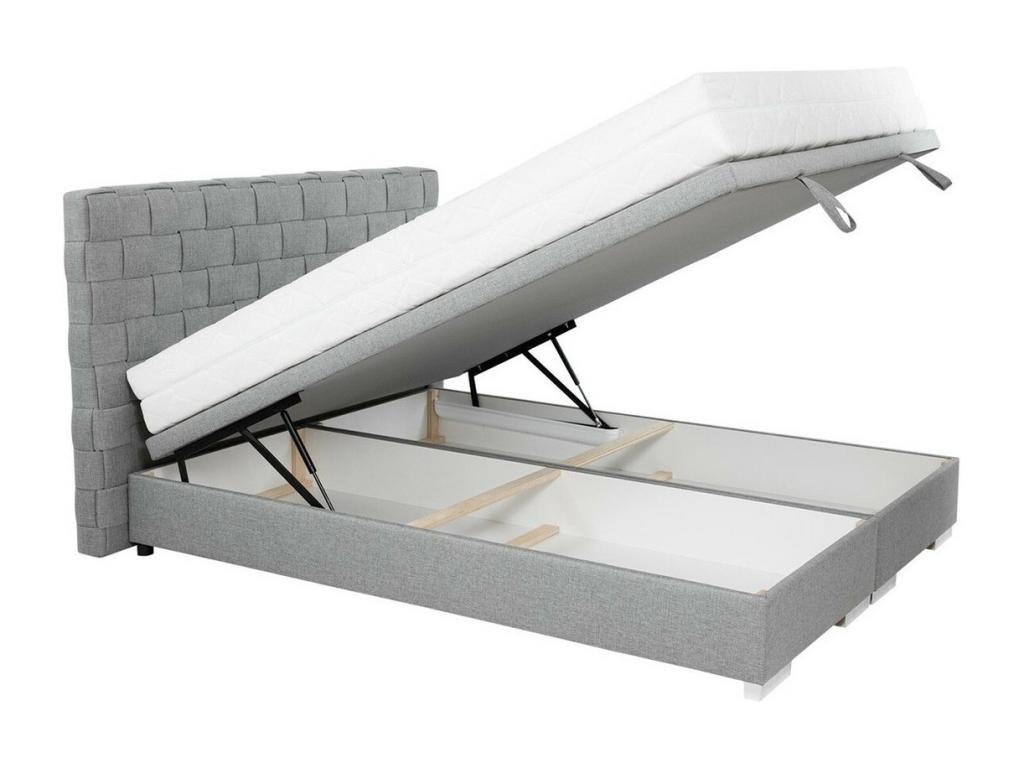 Lumenao 110 Double Bed Grey 180x200 Upholstered Slatted Base with Lumenao 200x214x109cm TBYZ78577