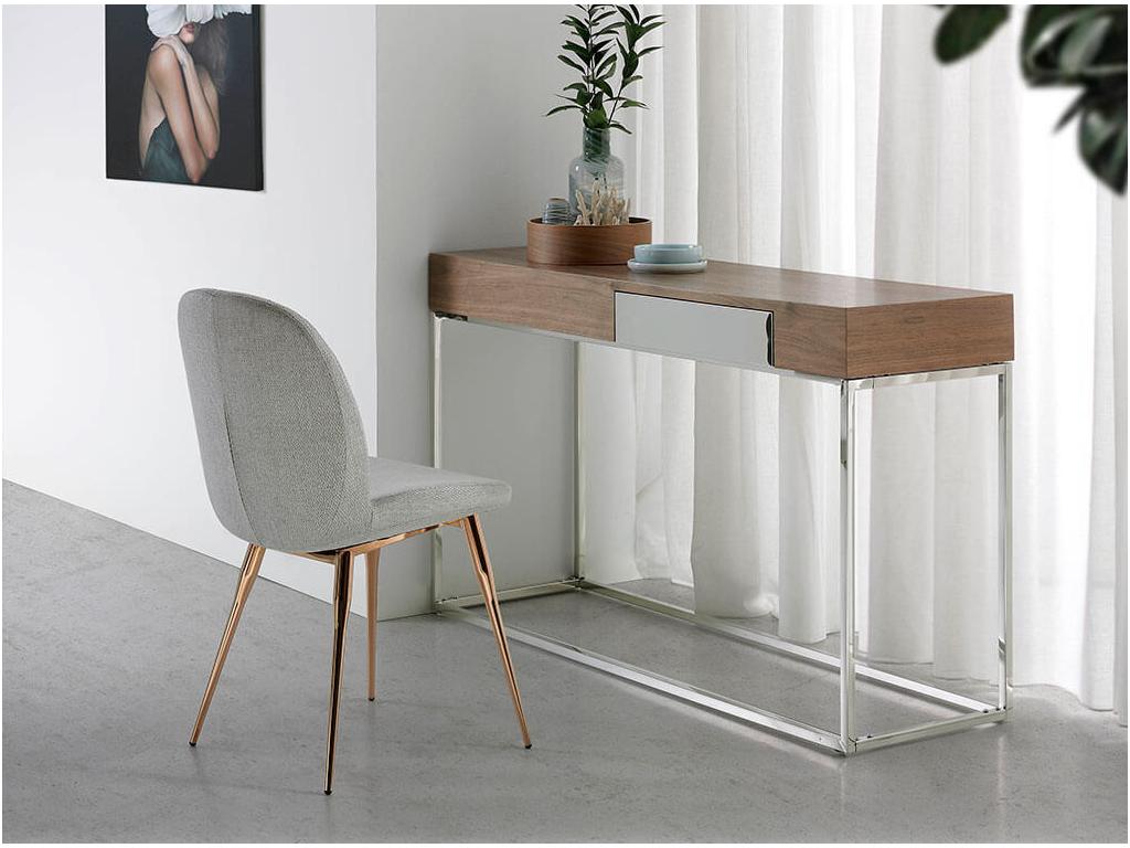 Lumenao chair in grey fabric with rose gold steel legs - Set of 2 - Colour Lumenao 02 VMMU05087